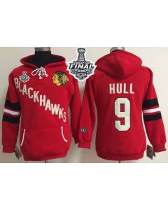 Chicago Blackhawks #9 Bobby Hull Red Women's Old Time Heidi 2015 Stanley Cup NHL Hoodie