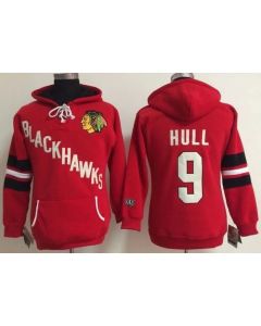 Chicago Blackhawks #9 Bobby Hull Red Women's Old Time Heidi NHL Hoodie