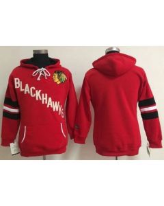 Chicago Blackhawks Blank Red Women's Old Time Heidi NHL Hoodie