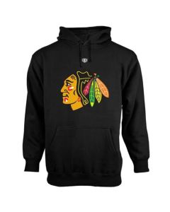 Chicago Blackhawks Old Time Hockey Big Logo with Crest Pullover Hoodie Black