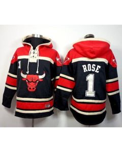 Chicago Bulls #1 Derrick Rose Black Sawyer Hooded Sweatshirt NBA Hoodie