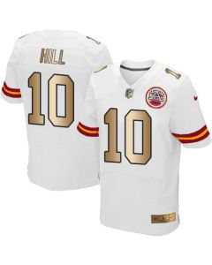 Chiefs #10 Tyreek Hill White Men's Stitched NFL Elite Gold Jersey