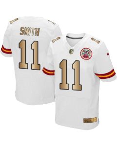 Chiefs #11 Alex Smith White Men's Stitched NFL Elite Gold Jersey
