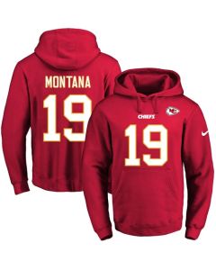 Chiefs #19 Joe Montana Red Name & Number Pullover NFL Hoodie
