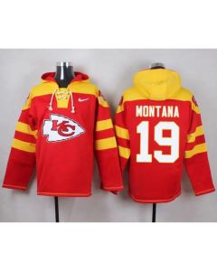 Chiefs #19 Joe Montana Red Player Pullover NFL Hoodie