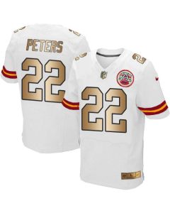Chiefs #22 Marcus Peters White Men's Stitched NFL Elite Gold Jersey