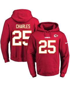Chiefs #25 Jamaal Charles Red Name & Number Pullover NFL Hoodie