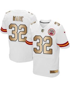 Chiefs #32 Spencer Ware White Men's Stitched NFL Elite Gold Jersey