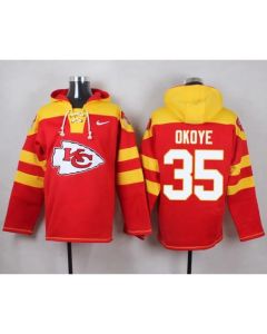 Chiefs #35 Christian Okoye Red Player Pullover NFL Hoodie