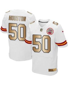 Chiefs #50 Justin Houston White Men's Stitched NFL Elite Gold Jersey