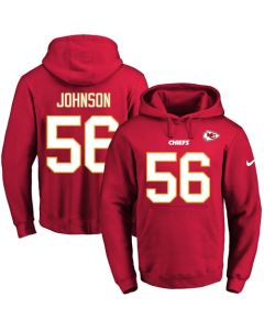 Chiefs #56 Derrick Johnson Red Name & Number Pullover NFL Hoodie