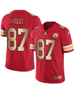 Chiefs #87 Travis Kelce Red Men's Stitched NFL Limited Gold Rush Jersey