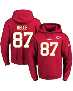 Chiefs #87 Travis Kelce Red Name & Number Pullover NFL Hoodie
