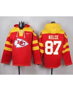 Chiefs #87 Travis Kelce Red Player Pullover NFL Hoodie