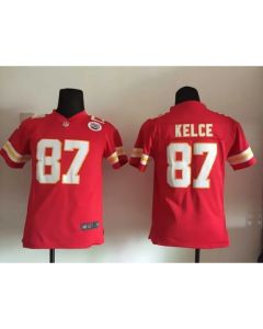 Chiefs #87 Travis Kelce Red Team Color Youth Stitched NFL Elite Jersey
