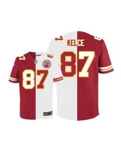 Chiefs #87 Travis Kelce Red/White Men's Stitched NFL Elite Split Jersey