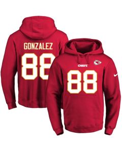 Chiefs #88 Tony Gonzalez Red Name & Number Pullover NFL Hoodie