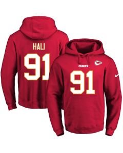 Chiefs #91 Tamba Hali Red Name & Number Pullover NFL Hoodie