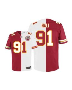 Chiefs #91 Tamba Hali Red/White Men's Stitched NFL Elite Split Jersey