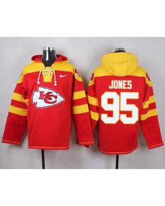 Chiefs #95 Chris Jones Red Player Pullover NFL Hoodie
