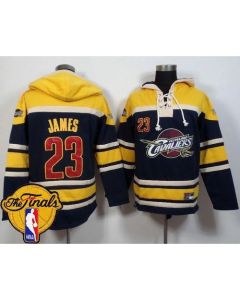 Cleveland Cavaliers #23 LeBron James Navy Blue The Finals Patch Sawyer Hooded Sweatshirt NBA Hoodie