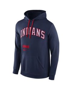 Cleveland indians Cooperstown Performance Pullover Navy Blue MLB Hoodie