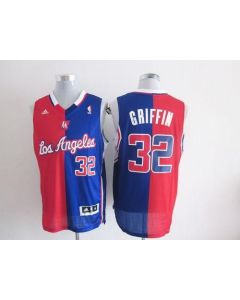 Clippers #32 Blake Griffin Red/Blue Split Fashion Stitched NBA Jersey
