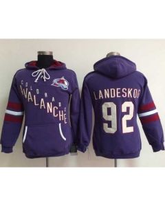 Colorado Avalanche #92 Gabriel Landeskog Purple Women's Old Time Heidi NHL Hoodie