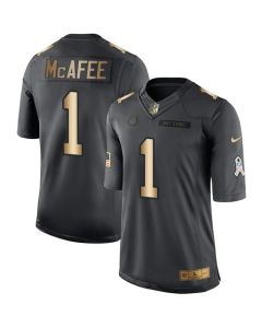 Colts #1 Pat McAfee Black Men's Stitched NFL Limited Gold Salute To Service Jersey
