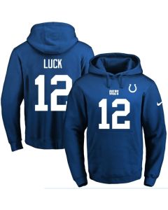 Colts #12 Andrew Luck Royal Blue Name & Number Pullover NFL Hoodie
