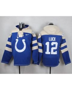 Colts #12 Andrew Luck Royal Blue Player Pullover NFL Hoodie