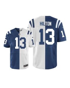 Colts #13 T.Y. Hilton Royal Blue/White Men's Stitched NFL Elite Split Jersey