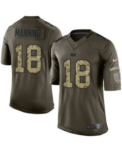 Colts #18 Peyton Manning Green Youth Stitched NFL Limited Salute to Service Jersey