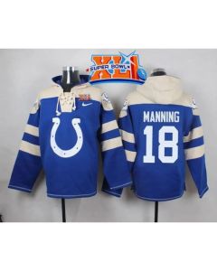 Colts #18 Peyton Manning Royal Blue Super Bowl XLI Player Pullover NFL Hoodie