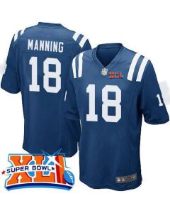 Colts #18 Peyton Manning Royal Blue Team Color Super Bowl XLI Youth Stitched NFL Elite Jersey
