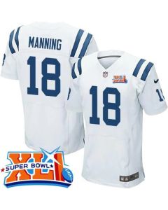 Colts #18 Peyton Manning White Super Bowl XLI Men's Stitched NFL Elite Jersey