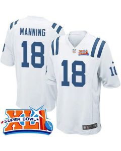 Colts #18 Peyton Manning White Super Bowl XLI Youth Stitched NFL Elite Jersey