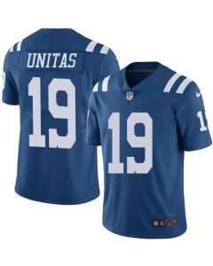 Colts #19 Johnny Unitas Royal Blue Men's Stitched NFL Limited Rush Jersey