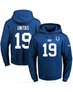 Colts #19 Johnny Unitas Royal Blue Name & Number Pullover NFL Hoodie