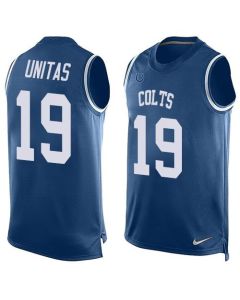 Colts #19 Johnny Unitas Royal Blue Team Color Men's Stitched NFL Limited Tank Top Jersey