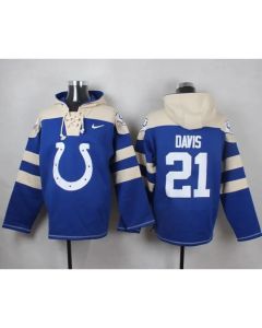 Colts #21 Vontae Davis Royal Blue Player Pullover NFL Hoodie