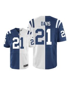 Colts #21 Vontae Davis Royal Blue/White Men's Stitched NFL Elite Split Jersey