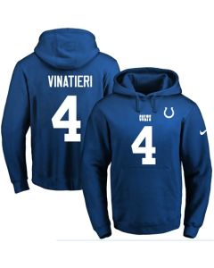 Colts #4 Adam Vinatieri Royal Blue Name & Number Pullover NFL Hoodie