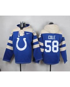 Colts #58 Trent Cole Royal Blue Player Pullover NFL Hoodie
