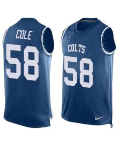 Colts #58 Trent Cole Royal Blue Team Color Men's Stitched NFL Limited Tank Top Jersey