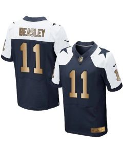 Cowboys #11 Cole Beasley Navy Blue Thanksgiving Throwback Men's Stitched NFL Elite Gold Jersey