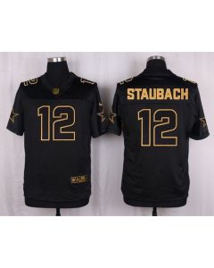 Cowboys #12 Roger Staubach Black Men's Stitched NFL Elite Pro Line Gold Collection Jersey