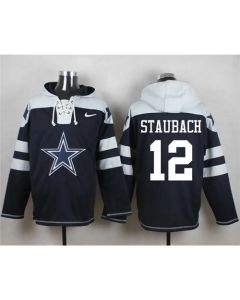 Cowboys #12 Roger Staubach Navy Blue Player Pullover NFL Hoodie