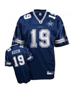 Cowboys #19 Miles Austin Blue With Team 50TH Patch Stitched Youth NFL Jersey