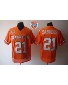 Cowboys #21 Barry Sanders Orange Throwback 2014 Cotton Bowl Patch Stitched NCAA Jersey
